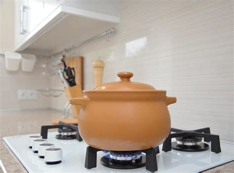 clay pot over gas stove